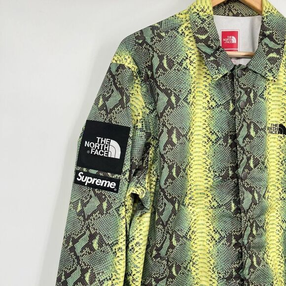 Supreme x The North Face Snakeskin Green Taped Seam Coaches Jacket Mens Large - Picture 3 of 11